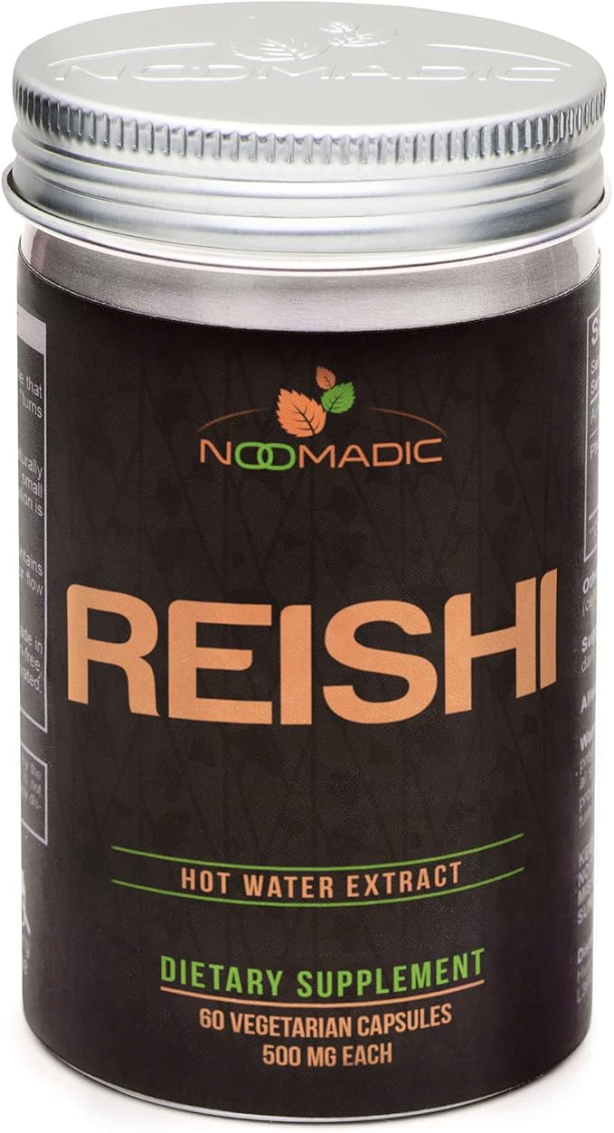 Reishi Mushroom, 60 Capsules, 500mg Each, General Wellness & Longevity, Hot Water Extract, Fruiting Bodies, 30% Beta-D-Glucans