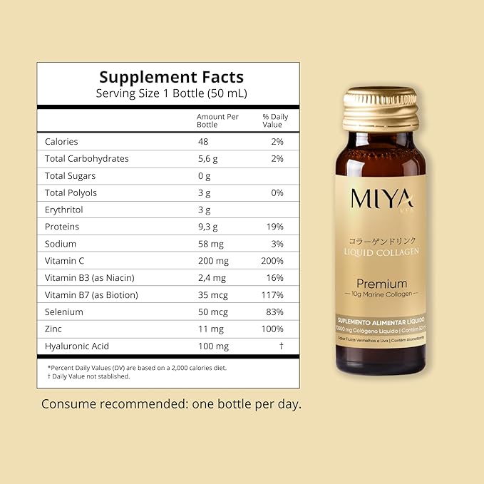 Premium Liquid Collagen for Women | 10,000 mg of Marine Collagen | Red Berries and Grape Flavor | Supports Skin, Hair & Nails | Beauty Supplement | 30 Bottles- One Month Supply