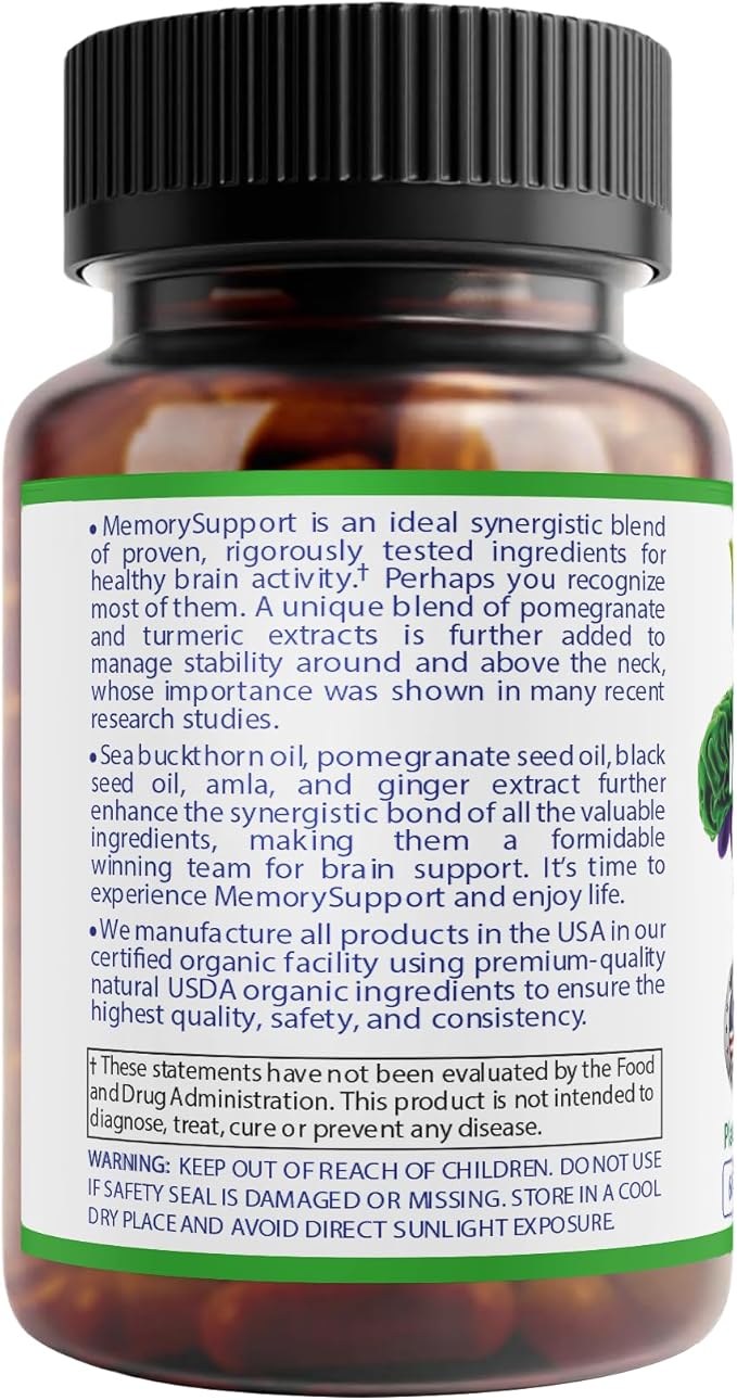 MoodBliss Mood Support Supplement, USA-Made USDA Organic Plant-Based Superfood for Stress Relief, Calm Mind & Body w/St John’s Wort Rhodiola Ashwagandha Valerian Medicinal Oils & More 60 ct