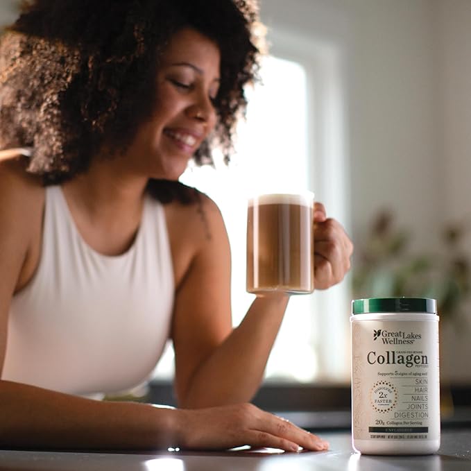 Great Lakes Wellness Collagen Peptides Powder for Skin, Hair, Nails, Joints & Digestion - Unflavored - Quick Dissolve Hydrolyzed, Non-GMO, Keto, Kosher - 16oz