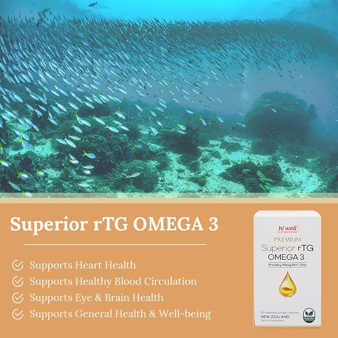 Hi Well Premium Superior rTG Omega 3 90Vegetable Softgel Capsules
