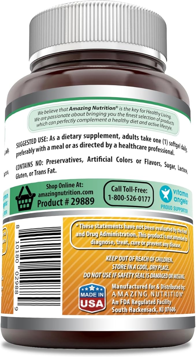 Amazing Formulas Vitamin D3 in Coconut Oil Supplement | 5000 IU | 360 Softgels | Non-GMO | Gluten-Free | Made in USA