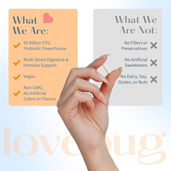 Lovebug Award Winning Maximum Strength | Rebuild & Restore Immune and Digestive Microbiome | 10 Clinically Studied Strains for Constipation, Diarrhea & Upset Stomach | 25 Billion CFU