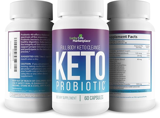 Keto Probiotic - 40 Billion Cfu - Promote Digestive Health, Immune Health, & Gut Health - Keto Friendly Probiotic - Full Body Keto Cleanse Aid - Reduced Bloating - Keto Probiotics for Men & Women