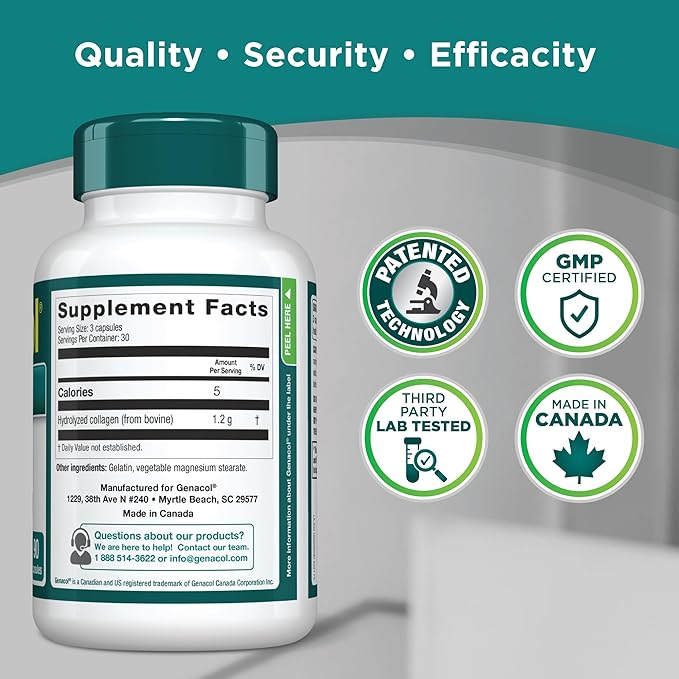 Genacol Collagen Supplement with Ultra-Hydrolyzed Collagen Peptides, Maintains Joint Health, for Joints & Knees, 90 Capsules (30-Day Supply)