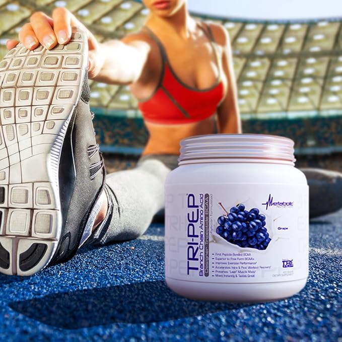 Metabolic Nutrition - TRIPEP - Tri-Peptide Branch Chain Amino Acid, BCAA Powder, Pre Intra Post Workout Supplement, Blue Raspberry, 400 Grams (40 Servings)