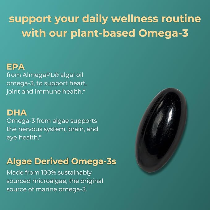 Iwi Omega-3 Essential, 30 Softgels (30 Servings), Plant-Based Algae Omega 3 with EPA + DHA, Brain, Heart & Immune Support Dietary Supplement, Krill & Fish Oil Alternative, No Fishy Aftertaste