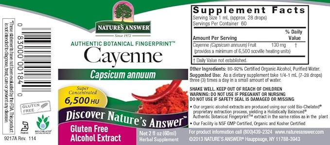 Nature's Answer Cayenne Pepper Tincture 2 Fluid Ounce | Natural Metabolism Booster | Supports Cardiovascular System | Supports Digestion & Circulation