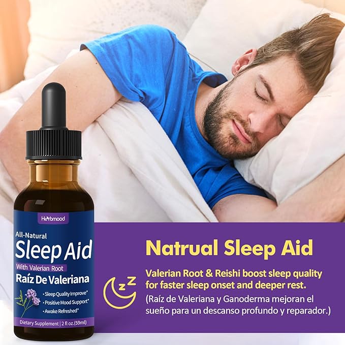 Valerian Root Sleep Support Drops, Gotas de Manzanilla y Flor de Jamaica y Valeriana para Dormir, Nature Herbal Extract Liquid for Deep Sleep. 4oz