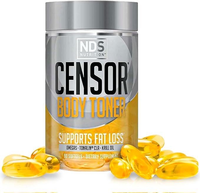 Censor NDS Nutrition Fat Loss and Body Toner with CLA, Fish Oil, Safflower and Omega 3-6-9 Blend - Dietary Supplement for Improved Energy and Health (90 Softgels)