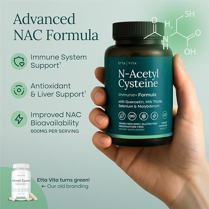 Vegan Liver Detox & Cleanse - NAC Supplement N-Acetyl Cysteine 600mg with Quercetin, Milk Thistle, Molybdenum & Selenium, N-Acetyl-Cysteine Capsules for Immune Support, Respiratory & Brain Health