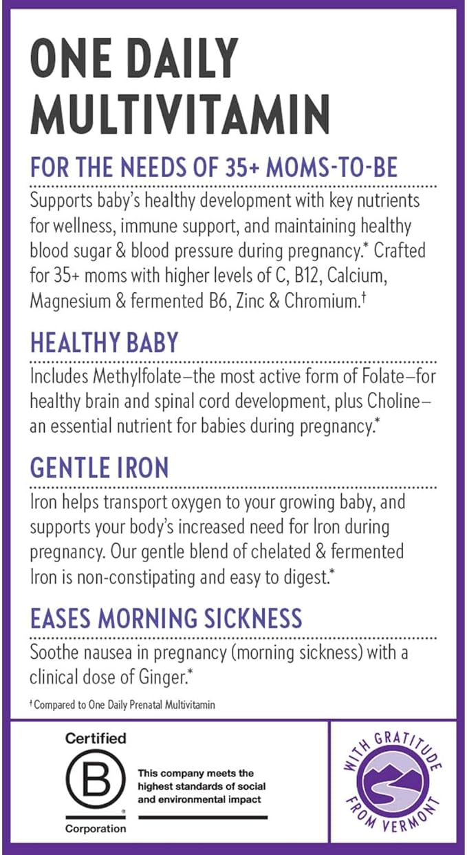 New Chapter Prenatal Vitamins, One Daily Prenatal Multivitamin Enhanced for Age 35+ with Methylfolate + Choline for Healthy Mom & Baby, Gluten Free & Non-GMO- 90 ct