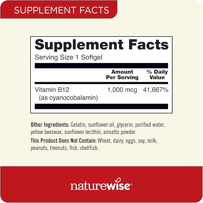 NatureWise High-Potency 1000mg Omega 3 600mg EPA 400mg DHA Vitamin E 180ct & 1000mcg Vitamin B12 150 Softgels Supplement Bundle