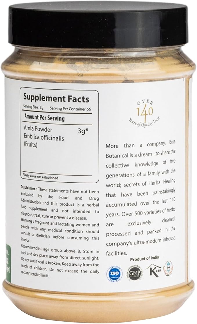 Amla Powder (Indian Gooseberry, Emblica officinalis) Ideal Vitamin C Supplement | Pure & Natural Super Food Supplement to Boost Immunity and re-Energise Generally weak Body (200g Powder)