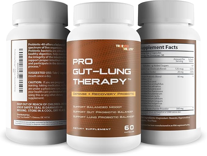 Pro Gut-Lung Therapy - Probiotic Mood Support - Defense + Recovery Probiotic - Support Balanced Mood - Support Gut Probiotic Balance - Support Lung Probiotic Balance - Overall Health Support