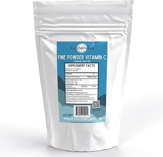 Fine Powder Vitamin C as Ascorbic Acid | Pure, Sugar, & GMO-Free | 1000 mg Vitamin C per Serving | 454 Servings per Bag