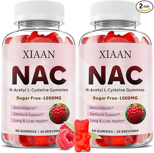 NAC Gummies for Kids & Adults, N Acetyl Cysteine 1000mg NAC Supplement for Antioxidants & Immune Support, Lung & Liver Health, Raspberry Flavor 120 Count