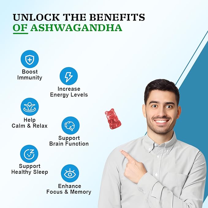 2 Pack Ashwagandha Gummies with Turmeric GABA Mood Energy and Immune Support, Mixed Berry Flavor 120 Cts