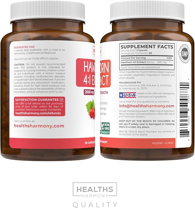 Super Potent Hawthorn Berry Extract Capsules - Hawthorn Berry Supplement Made from Extra Strength Concentrate to Support Heart and Digestive Health - Vegan Non-GMO & Gluten Free (2 Month Supply)