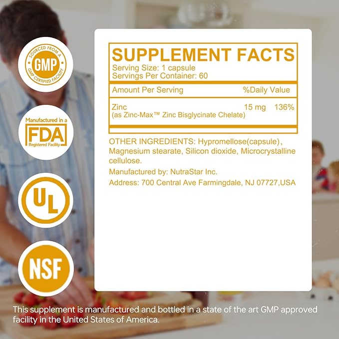 HUJ Zinc, 60 Capsules, Potent Antioxidant for Immune Support