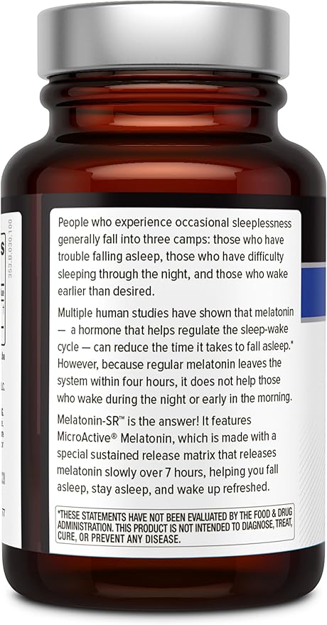 Premium Melatonin Sleep Support Supplement – Helps Support Relaxation and Sleep 5mg of MicroActive Melatonin per Capsule – Melatonin-SR– 30 Vegicaps