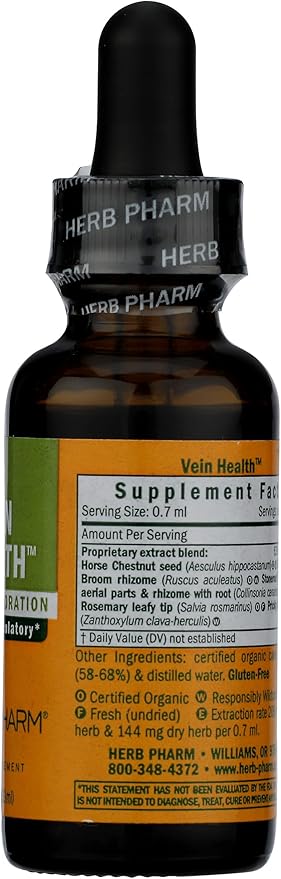 Herb Pharm Vein Health Liquid Herbal Formula for Cardiovascular and Circulatory System Support, 1 Fl Oz