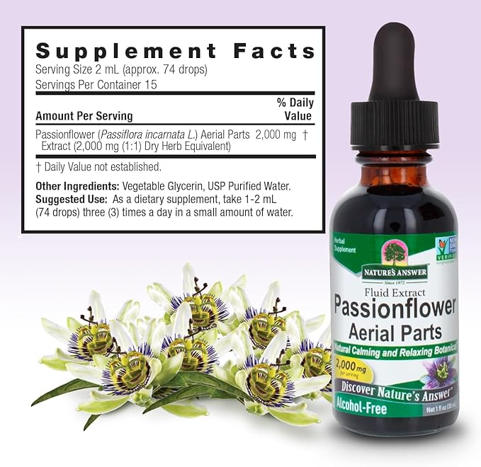 Nature's Answer Passion Flower 2000mg 1oz Extract | Liquid Herbal Tincture Supplement Drops | Natural Botanical | Non-GMO, Alcohol & Gluten-Free, Vegan 1oz | 2 Pack