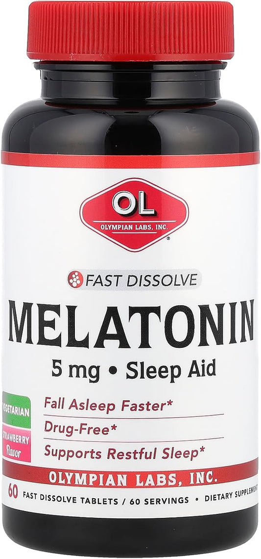 Olympian Labs Melatonin Fast Dissolve Supplement, 5mg Tablets, 60 Count