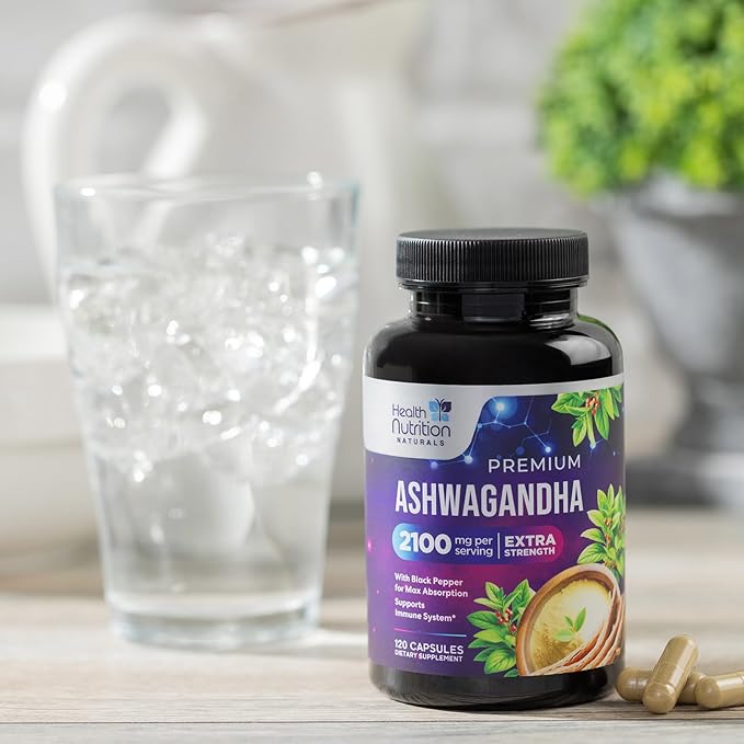 Ashwagandha Supplement 2100mg - Extra Strength Herbal Root Extract, Best Ashwagandha Supplements for Men & Women, Restore, Unwind, Calm Support Formula, Vegetarian, Non-GMO, Gluten-Free, 120 Capsules