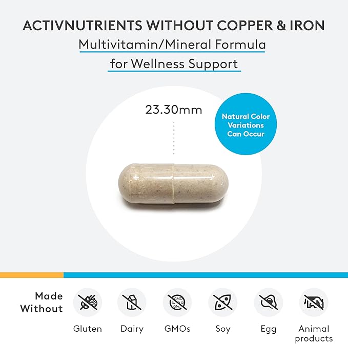 Xymogen ActivNutrients® Without Copper & Iron 120 Capsules Multivitamin/Mineral Formula for Wellness Support*