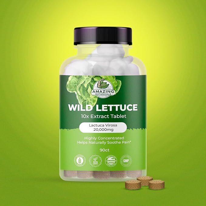 Wild Lettuce Extract Tablets 10X (90 Tablets) 2,000MG Each | Lactuca Virosa | Sleep Support | Helps Naturally Soothe Pain - 90 Count