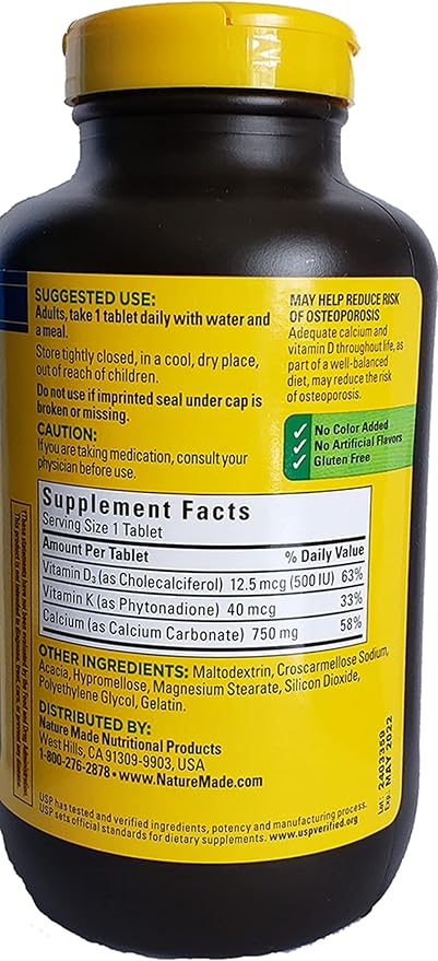 Nature Made Calcium 300 Tablets 750 MG with D3&K