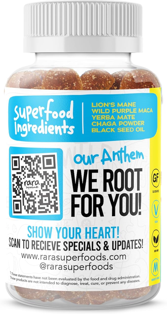 Lift Focus USDA Organic Certified Gummies – Natural Brain Support Supplement, Vegan & Gluten-Free, Infused with Yerba Mate, Lion’s Mane, Wild Purple Maca & Chaga (60 Gummies, Lift)