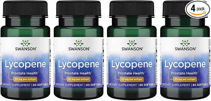 Swanson Lycopene - Natural Supplement Promoting Prostate Health, Heart Health, & Supports Blood Pressure Within The Normal Range - Mens Health Supplement - (60 Softgels) (4 Pack)