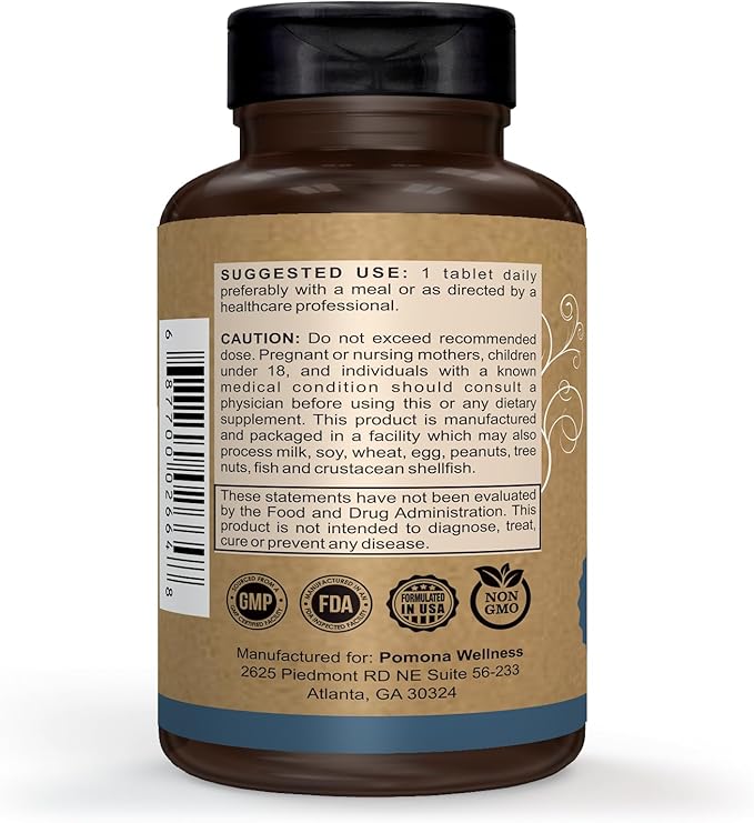 Pomona Wellness Zinc Supplements for Adults, 50mg, Skin Health and Immune Support, Easy to Swallow, for Antioxidant and Overall Health, Vegan, Non-GMO, 100 Tablets (Pack of 2)