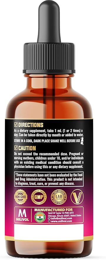 8in1 Milk Thistle Liquid Drops with Dandelion Root, Artichoke Leaf and 5 More Herbals - 60 Days Supply - 2 Fl Oz