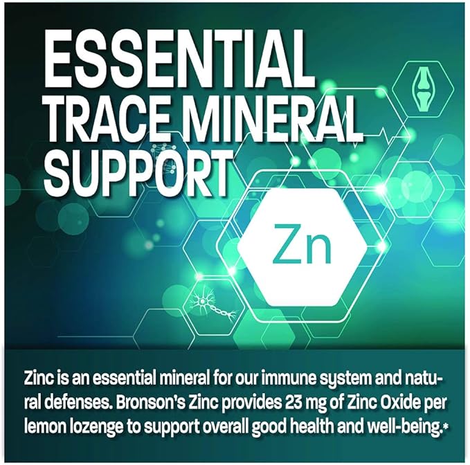 Bronson Zinc Lozenges Antioxidant & Immune Support Supplement Lemon Flavored, 180 Chewable Tablets