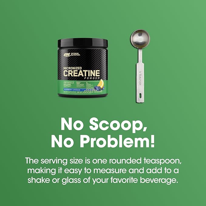 Optimum Nutrition Micronized Creatine Monohydrate Powder, Blueberry Lemonade Creatine, 60 Servings, 360 Grams (Packaging May Vary)