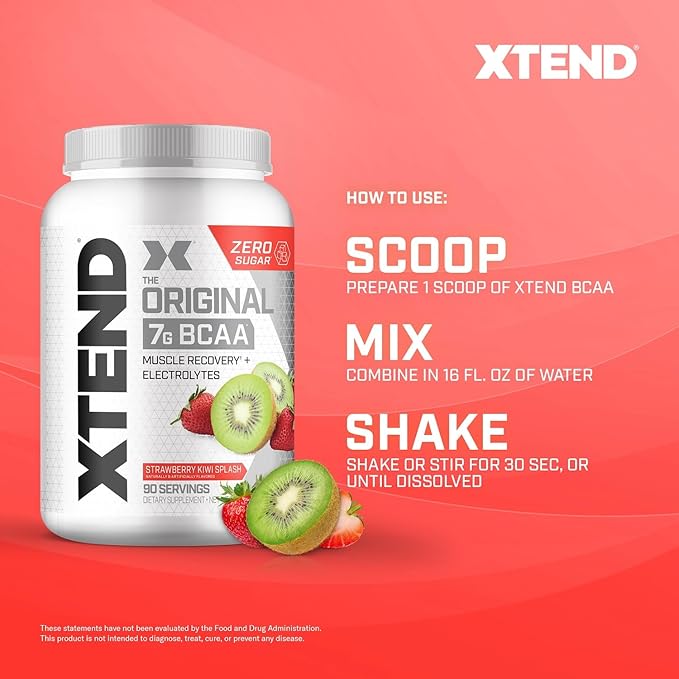 XTEND Original BCAA Powder 7g BCAA and 2.5g L-Glutamine, Sugar Free Post Workout Muscle Recovery Drink with Amino Acids for Men & Women, 90 Servings