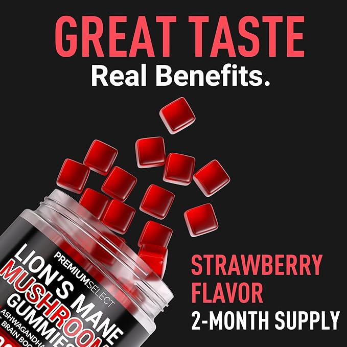 Lions Mane Gummies Sugar Free – 120 Gummies for Clarity & Brain Nutrition Support - Lion's Mane Mushroom 3000mg with Ashwagandha & L-Theanine – Brain & Mood Supplement – Focus, Memory, Calm