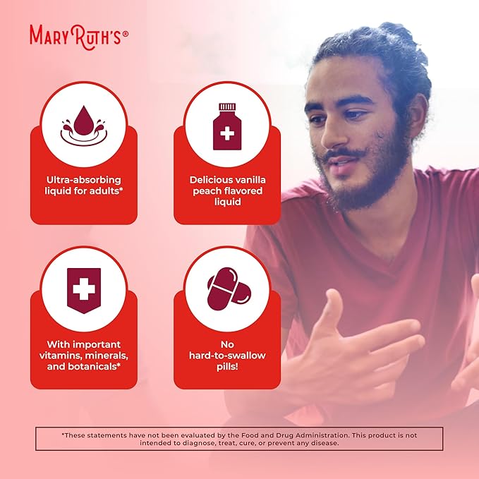 MaryRuth Organics Multivitamin for Men | USDA Organic | Sugar Free Mens Multivitamin Liposomal | Liquid Vitamins for Men | Immune Support Supplement & Overall Wellness | Vegan | 14-0.5 Fl Oz Pouches