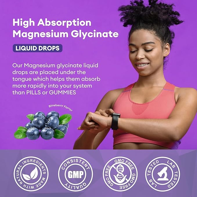 2 Pack Liquid Magnesium Glycinate with L-Theanine & Lemon Balm - Promotes Relaxation & Sleep – Supports Bone, Muscle & Heart Health - Gluten Free - 60 Day Supply