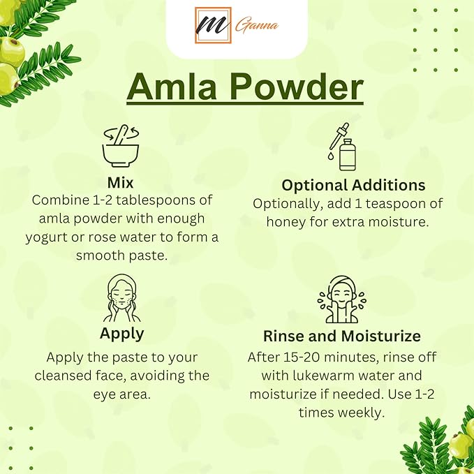 mGanna 100% Natural Amla/Indian Gooseberry/Emblica Officinalis Powder for Skin, Hair and Health Care 100 GMS / 0.22 LBS