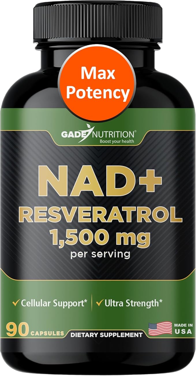 Gade Nutrition NAD Supplement with Resveratrol | Nicotinamide Plus in Capsules Made in USA | Antioxidant Healthy Aging Supplement