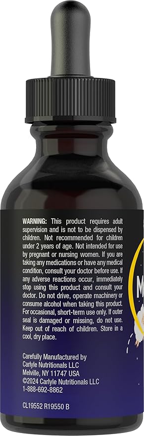 Carlyle Kids Melatonin Liquid | 1 fl oz | Two Pack | Fruit Flavor | Drug Free Childrens Supplement