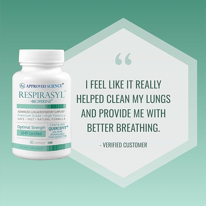 Approved Science® Respirasyl - Lung and Respiratory Support - with Quercefit, Vitamins A,C,D, BioPerine - 3 Month Supply - Made in The USA