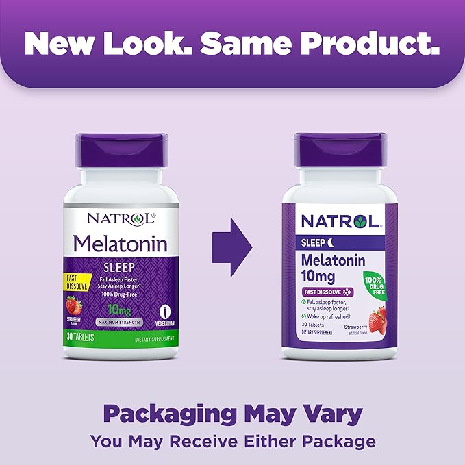 Natrol Sleep Melatonin 10mg Fast Dissolve Tablets, Nighttime Sleep Aid for Adults, 30 Strawberry-Flavored Melatonin Tablets, 30 Day Supply (Pack of 4)