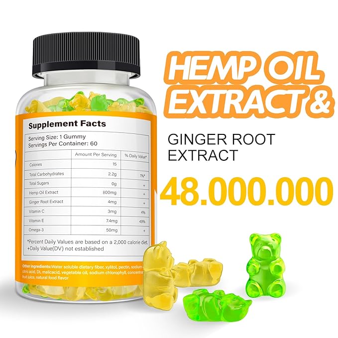 FUJI ORCHARD 48000mg Hemp Gummies High Potency - Hemp Gummies for Deep Bedtimes & Relaxation - Natural Hemp Oil Gummy for Adults - Gluten Free & Vegan - 60 Count