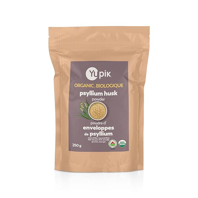 Yupik Organic Psyllium Husk Powder 8.8 Oz, 95% Purity, USDA Certified, Non-GMO, Vegan, Gluten-Free, Unflavored, Plant-Based, Coarse Milled Husk, Source of Fiber for Baking & Digestive Health