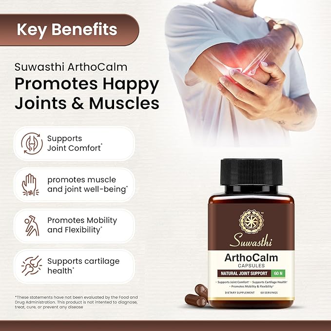Arthocalm Capsule Boswellia & Bromelain Supplement for Men & Women, Ayurvedic Blend with Turmeric, Black Pepper & Ginger that May Support your Joints, Non-GMO, Gluten Free & Vegan 60 Capsules